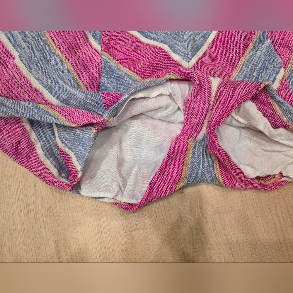 Free People- Pink & Blue Striped Embroidered Boho Romper - Picture 10 of 11